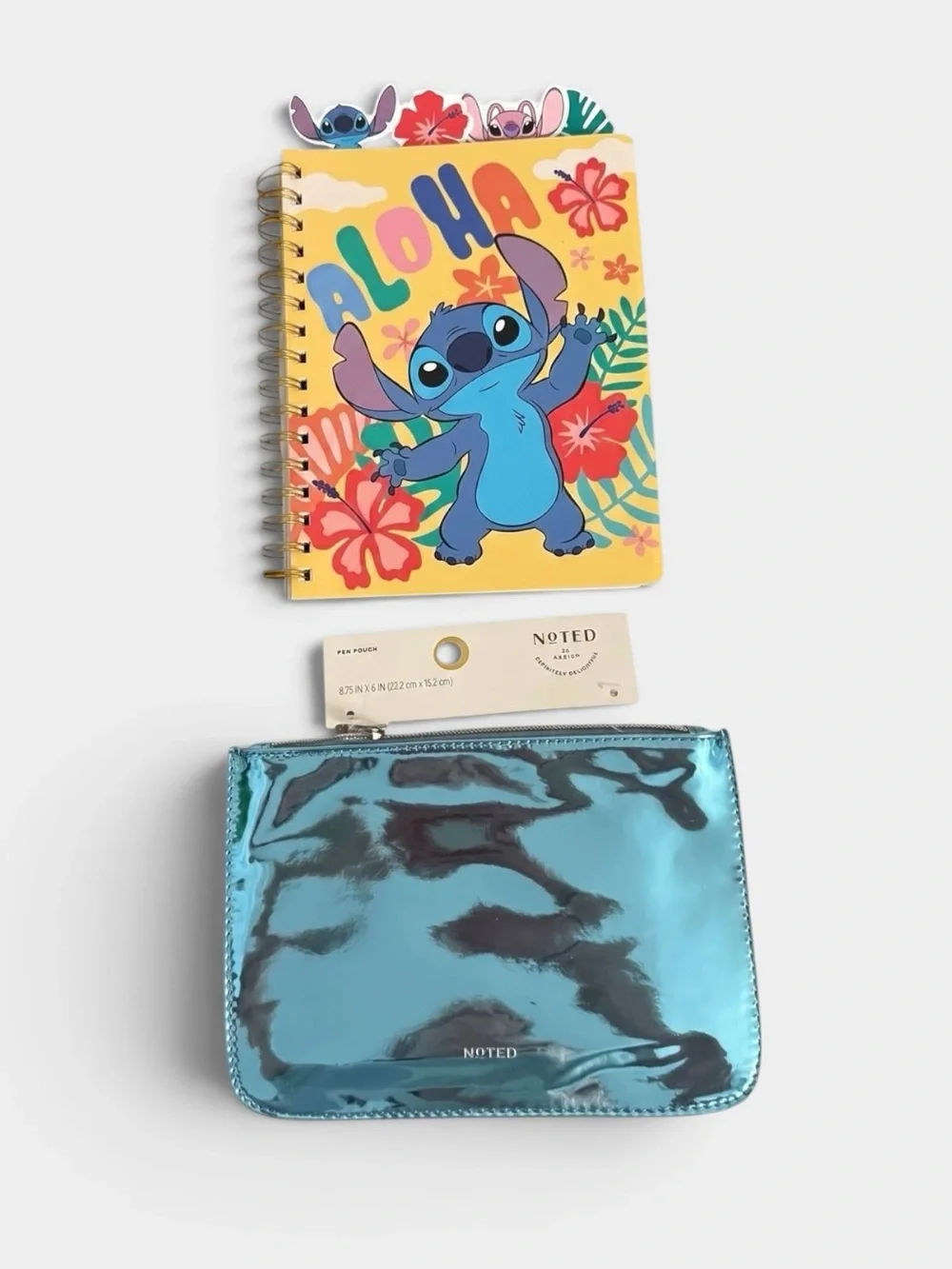 Disney Stitch & Angel Lined Notebook Journal and Blue Metallic Pouch (NWT)